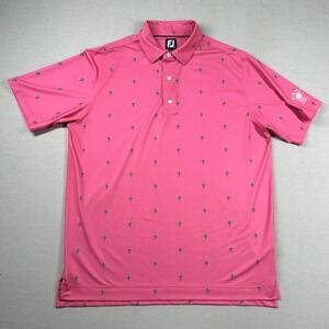 Footjoy Shirt Mens XL Golf Polo Cactus‎ All Over Print Performance Stretch Pink